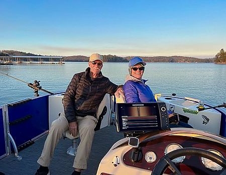 Couple fly-fishing on Blue Ridge trip